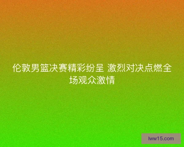 伦敦男篮决赛精彩纷呈 激烈对决点燃全场观众激情